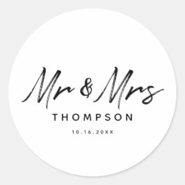 Adesivo Sr. Casamento de Script Branco Preto & Moderno
