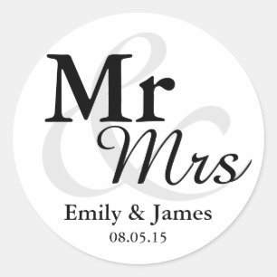 Adesivo Sr. Simple Elegant Typography Wedding Favor
