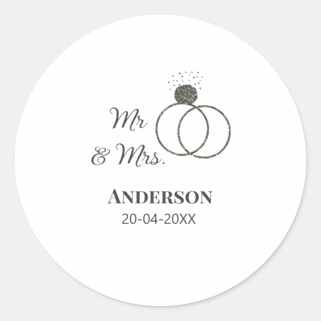 Adesivo Sr. & Sra. adicionar nome da família data ano casa (Frente)