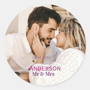 Adesivo Sr & Sra adicionar nome da família foto data casam