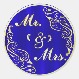 Adesivo SR. SRA. casamento dourado régio dos azuis