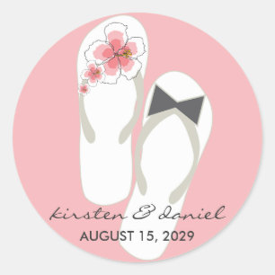Adesivo Sr. & Sra. Chinelos Hibiscus Beach Wedding Sticker