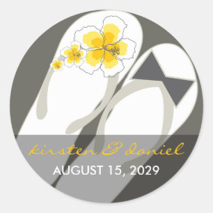 Adesivo Sr. & Sra. Chinelos Hibiscus Beach Wedding Sticker