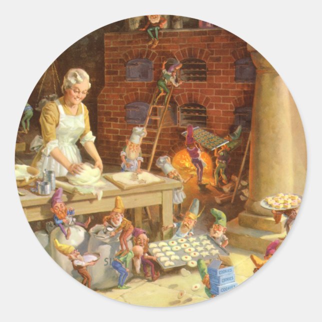 Adesivo Sra. Claus Assares Cookies com Papais noeis Elves! (Frente)