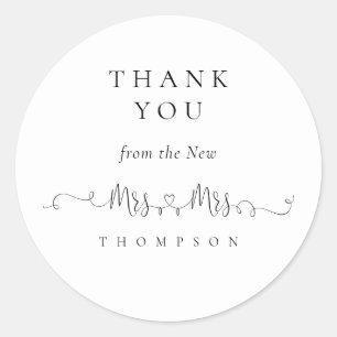 Adesivo Sra. Ring Heart Script Obrigados de Casamento Lésb