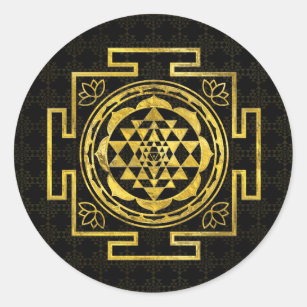 Adesivo Sri dourado Yantra/Sri Chakra
