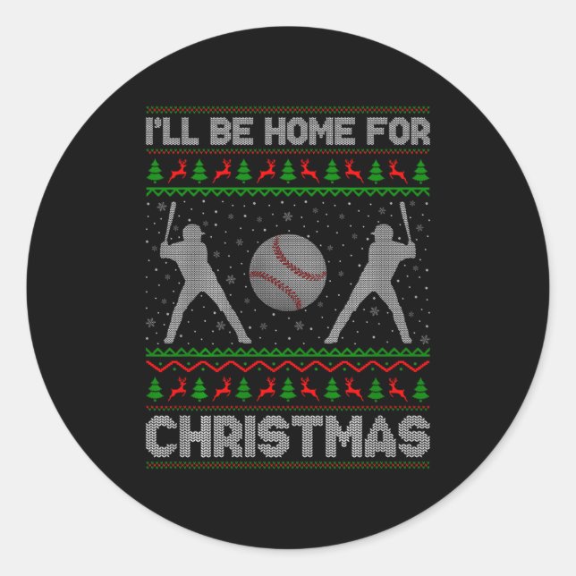 Adesivo Srty Baseball Player Ugly Christmas Sweaters Xmas  (Frente)
