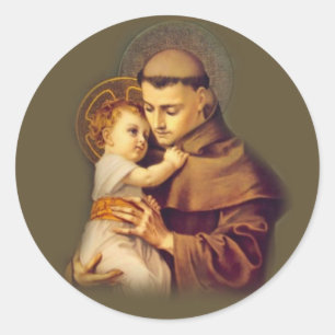 Adesivo St Anthony de Pádua com bebê Jesus