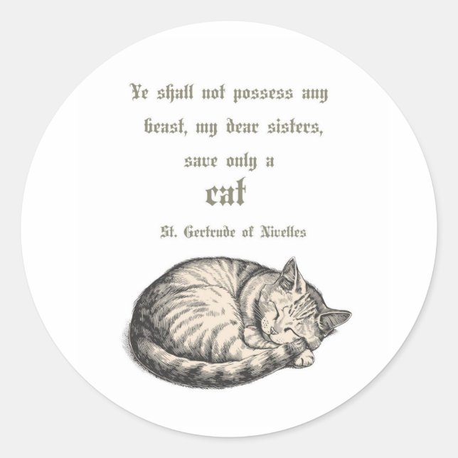 Adesivo St. Gertrude of Nivelles Cat Quote Sticker  (Frente)
