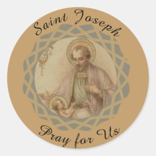 Adesivo St Joseph, bebê Jesus em um comedoiro