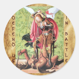 Adesivo ST MICHAEL, DRAGÃO E JUSTIÇA, vermelho marrom