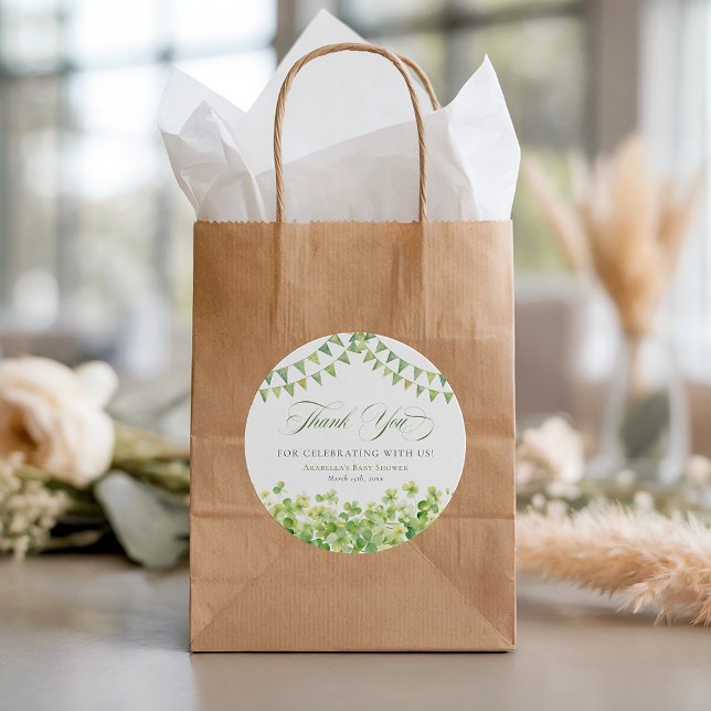 Adesivo St. Patrick’s Day Green Shamrock Baby Shower (St. Patrick’s Day Green Shamrock Baby Shower Classic Round Sticker)