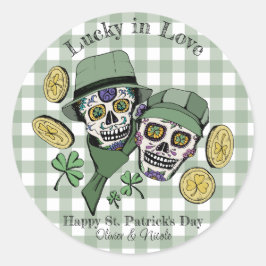 Adesivo St Patricks Nome Personalizado Verde Caveira Sortu