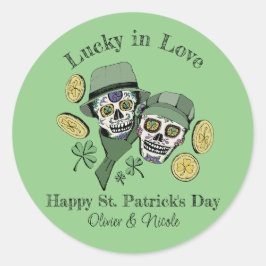 Adesivo St Patricks Nome Personalizado Verde Caveira Sortu