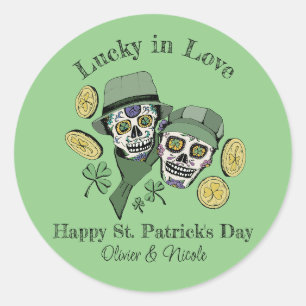 Adesivo St Patricks Nome Personalizado Verde Caveira Sortu