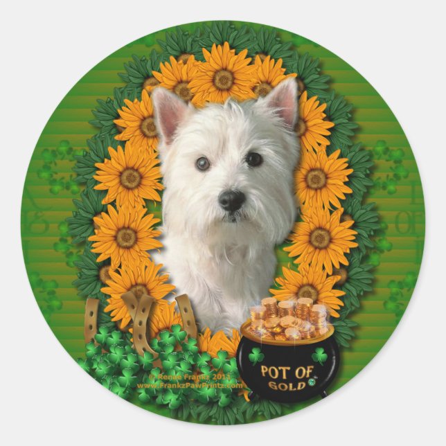 Adesivo St Patricks - Pote do Dourado - West Highland Terr (Frente)