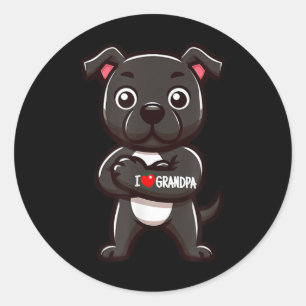 Adesivo Staffordshire Bull Terrier I Love Grandpa Funny Do