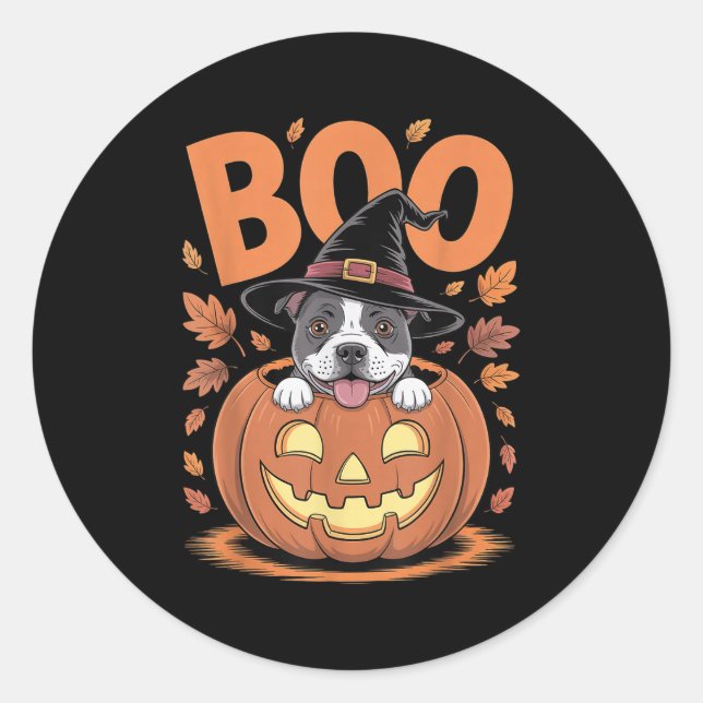 Adesivo Staffy Costume Pumpkin Halloween Staffordshire Bul (Frente)