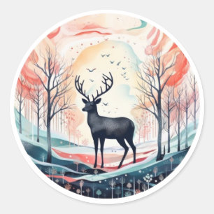 Adesivo Stag in the Snow Sticker - Natal Festivo