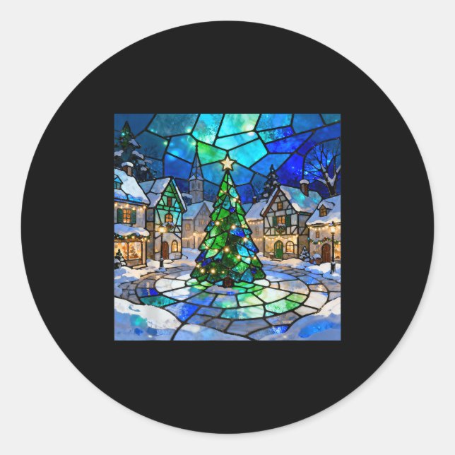 Adesivo Stained Gl Christmas Tree Winter Village Holiday A (Frente)