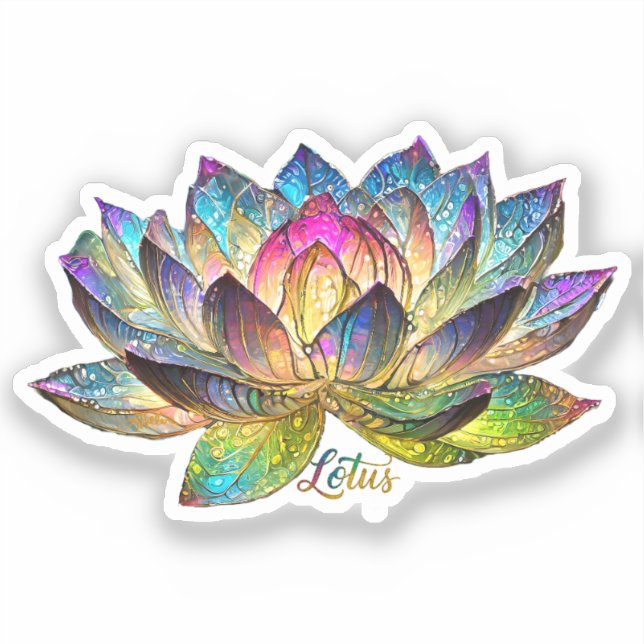Adesivo Stained Glass Colorful Lotus Flower  (Frente)