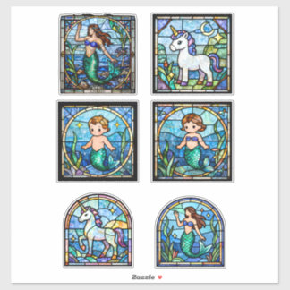 Adesivo Stained Glass Fantasy Sticker Set – Mermaids & Uni