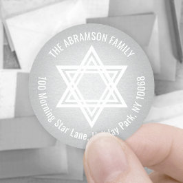 Adesivo Star of David Faux Silver Foil Return Address