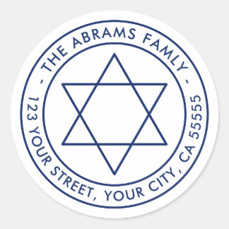 Adesivo Star of David white blue minimalist return address