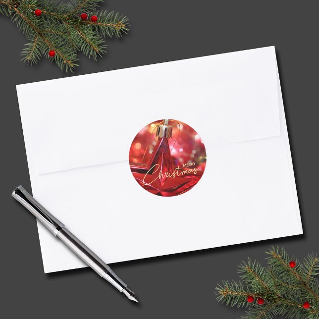 Adesivo Star Ornament Christmas Small (Star Ornament Christmas Small 1-1/2" Round Stickers (3" also available))