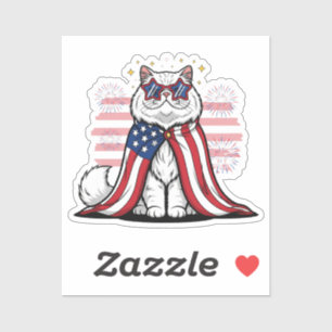 Adesivo Star Spangled Cat - Patriótico 4 de julho