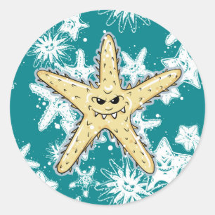 Adesivo Starfish, amarelo engraçado, com um sorriso