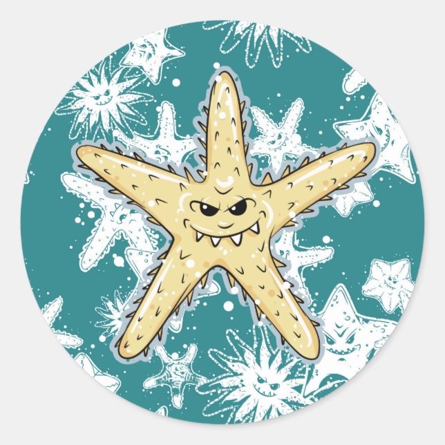 Adesivo Starfish, amarelo engraçado, pontiagudo com um sor (Frente)