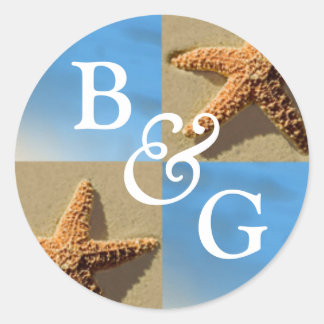 Adesivo Starfish Beach Casamento Monograma Envelope Seal