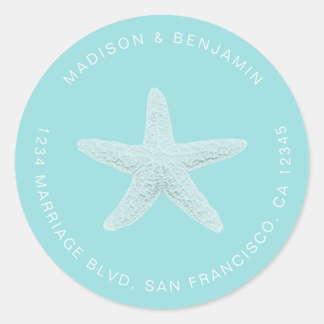 Adesivo Starfish Beach Return Address Blue (Frente)