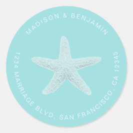 Adesivo Starfish Beach Return Address Blue