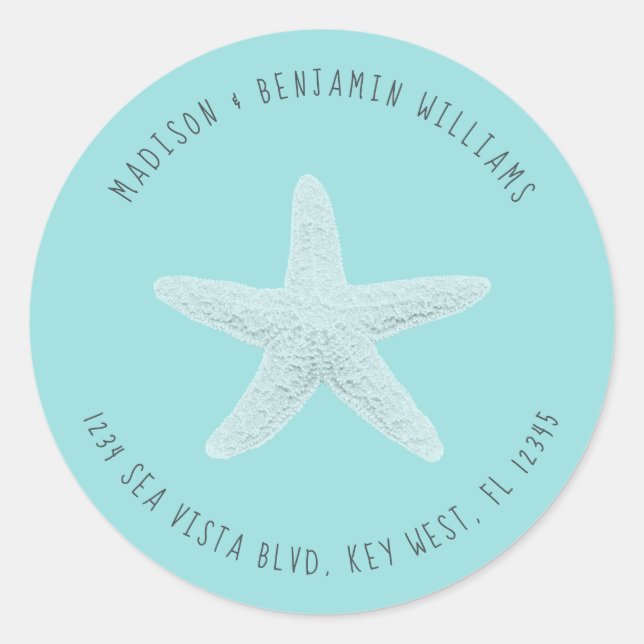 Adesivo Starfish Beach Return Address Blue (Frente)