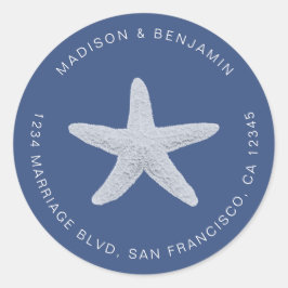 Adesivo Starfish Beach Return Address Blue
