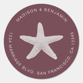 Adesivo Starfish Beach Return Address Burgundy