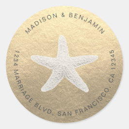 Adesivo Starfish Beach Return Address Dourado