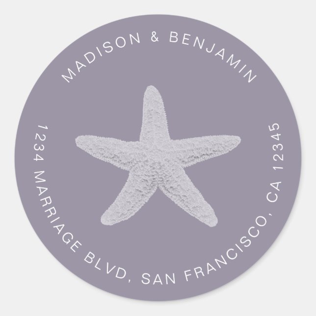 Adesivo Starfish Beach Return Address Purple (Frente)