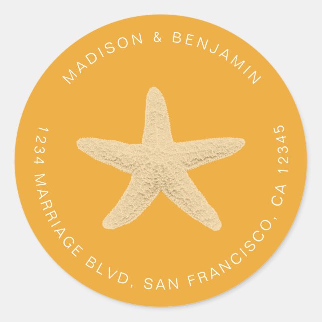 Adesivo Starfish Beach Return Address Yellow (Frente)