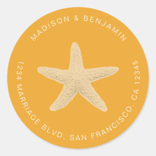 Adesivo Starfish Beach Return Address Yellow