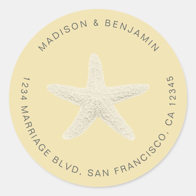 Adesivo Starfish Beach Return Address Yellow (Frente)