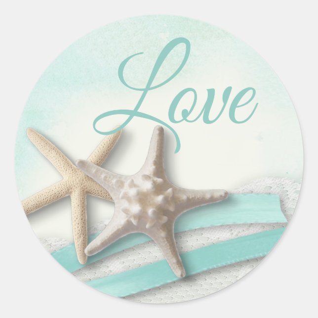 Adesivo Starfish e Ribbon Turquoise Love (Frente)
