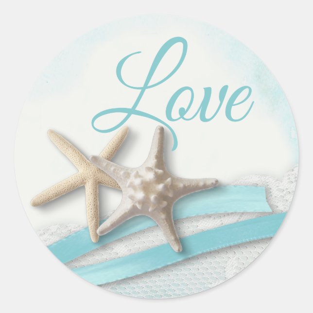 Adesivo Starfish Love Ocean Blue Ribbon and Lace (Frente)