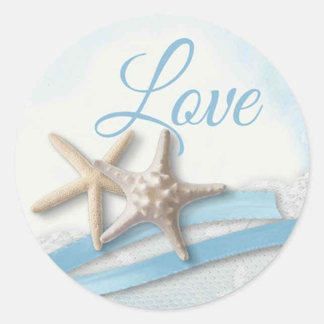 Adesivo Starfish Love Sky Blue Ribbon and Lace Classic (Frente)