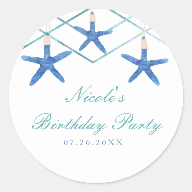 Adesivo Starfish & Modern Lines Elegant Beach Custom Favor (Frente)
