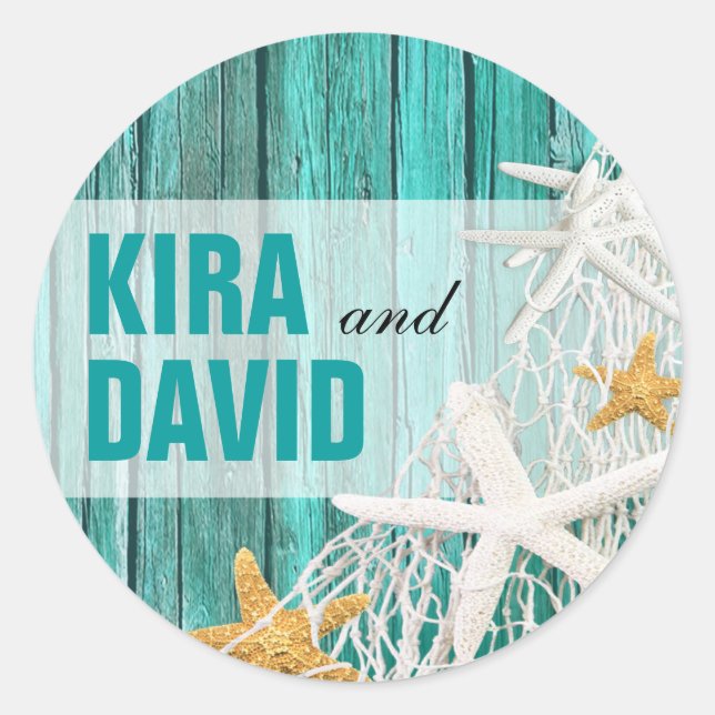 Adesivo Starfish Netting Beach Wood Favor | aqua (Frente)