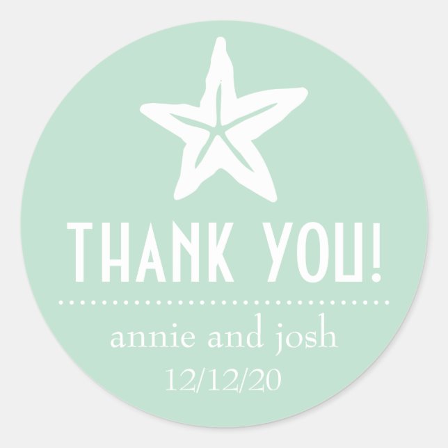 Adesivo Starfish Obrigado Labels (Sage Green) (Frente)
