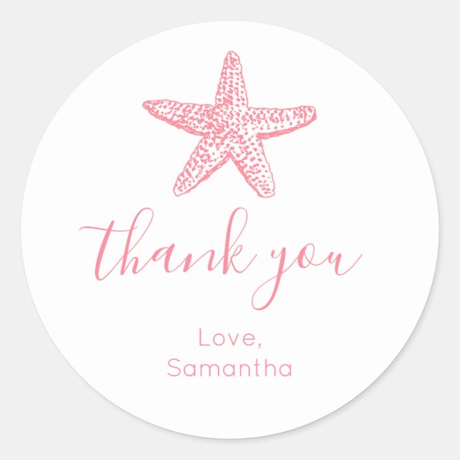 Adesivo Starfish Rosa Obrigado (Frente)